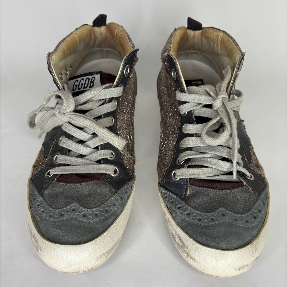 Golden Goose Green/Gold velour midstar Sneakers Silver Star Size 36 US 6 - Picture 8 of 16